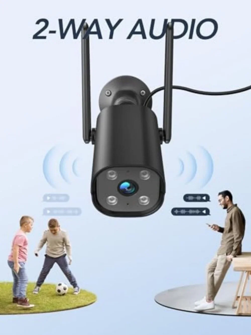 2K Outdoor Security Camera - 24/7 Recording, AI Motion Detection, Plug-In, Black